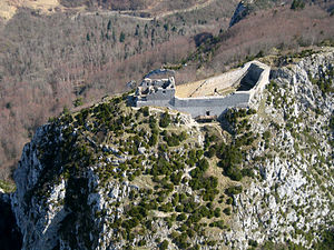 Castle of Montsegur, aerial view.