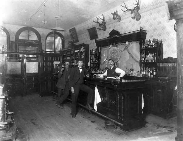 Interior of the Tall Gate Saloon, Black Hawk, Colorado, 1897.